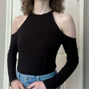 H&M Divided black long sleeve cold shoulder cut out top